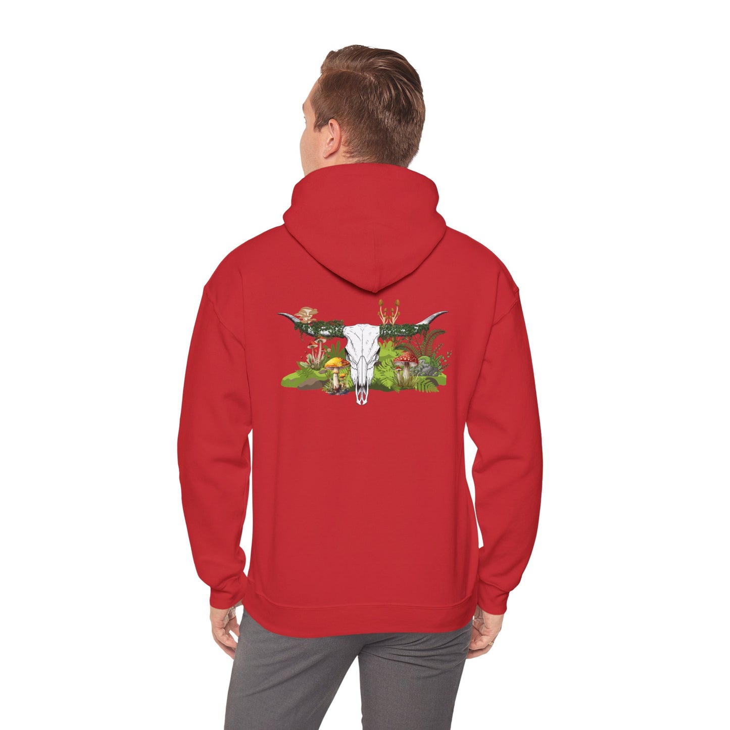 Longhorn Skull With Mushrooms Hooded Sweatshirt
