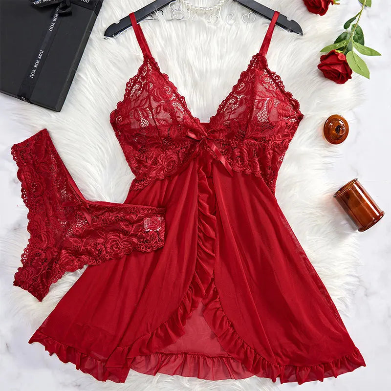 Lace Night Dress And Panty Pajamas Set