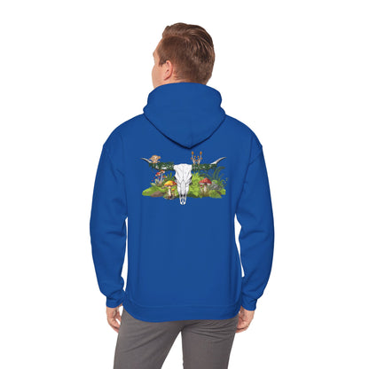 Longhorn Skull With Mushrooms Hooded Sweatshirt