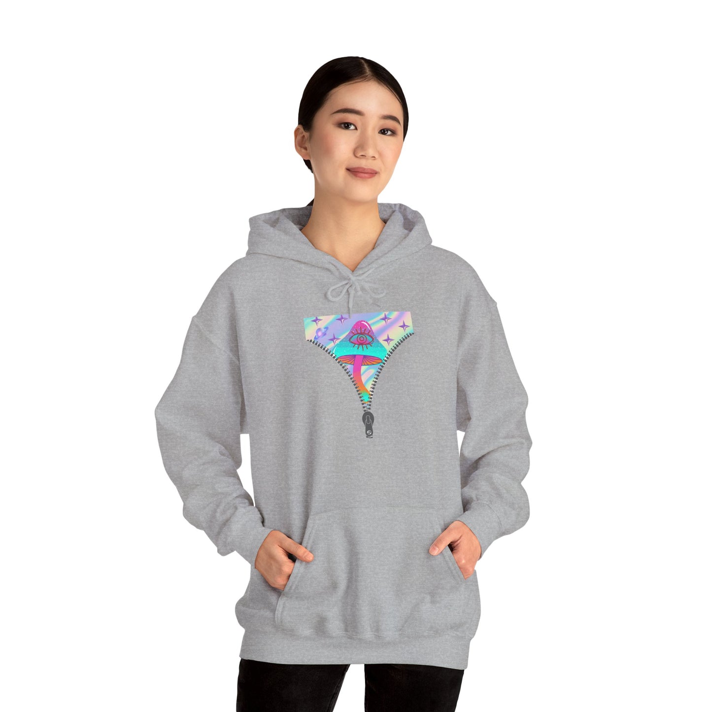 Surreal Zipper Mushroom Psychedelic Hooded Sweatshirt