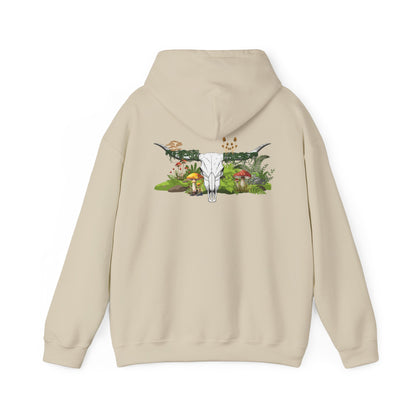 Longhorn Skull With Mushrooms Hooded Sweatshirt