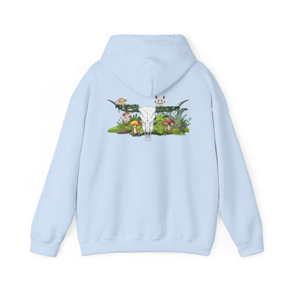 Longhorn Skull With Mushrooms Hooded Sweatshirt