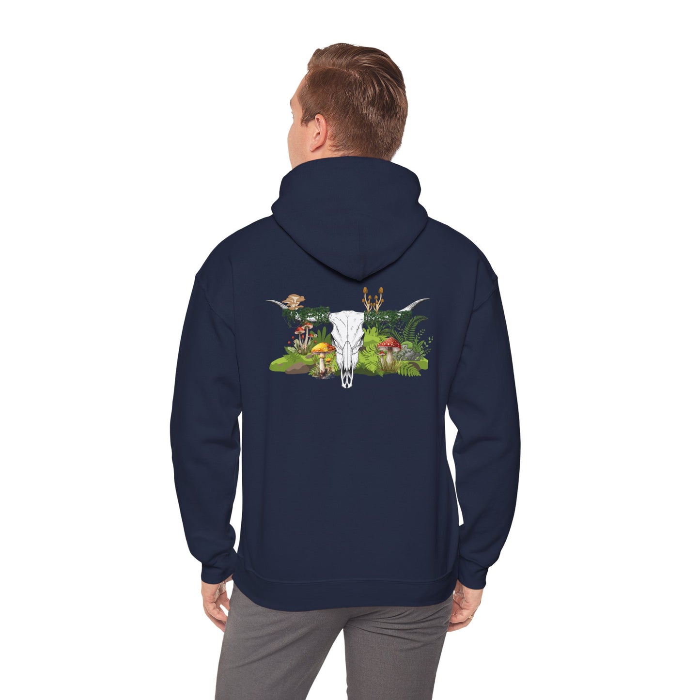 Longhorn Skull With Mushrooms Hooded Sweatshirt