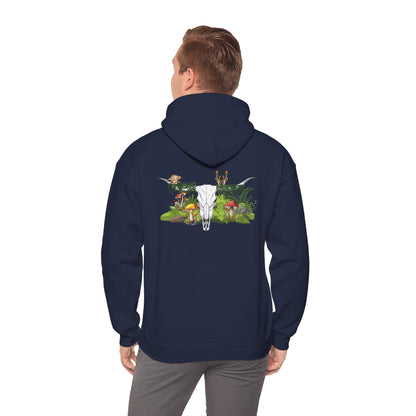 Longhorn Skull With Mushrooms Hooded Sweatshirt