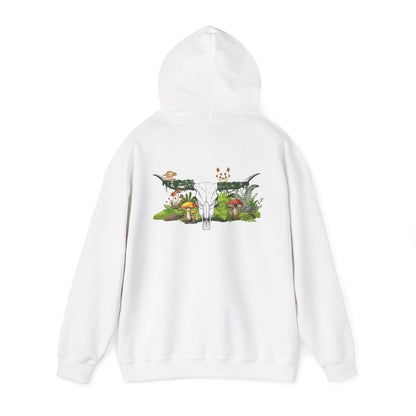Longhorn Skull With Mushrooms Hooded Sweatshirt