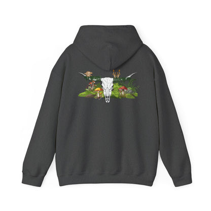 Longhorn Skull With Mushrooms Hooded Sweatshirt