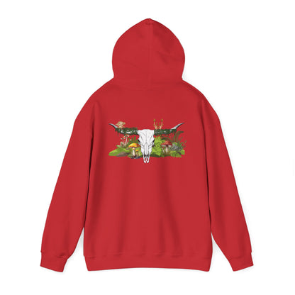Longhorn Skull With Mushrooms Hooded Sweatshirt