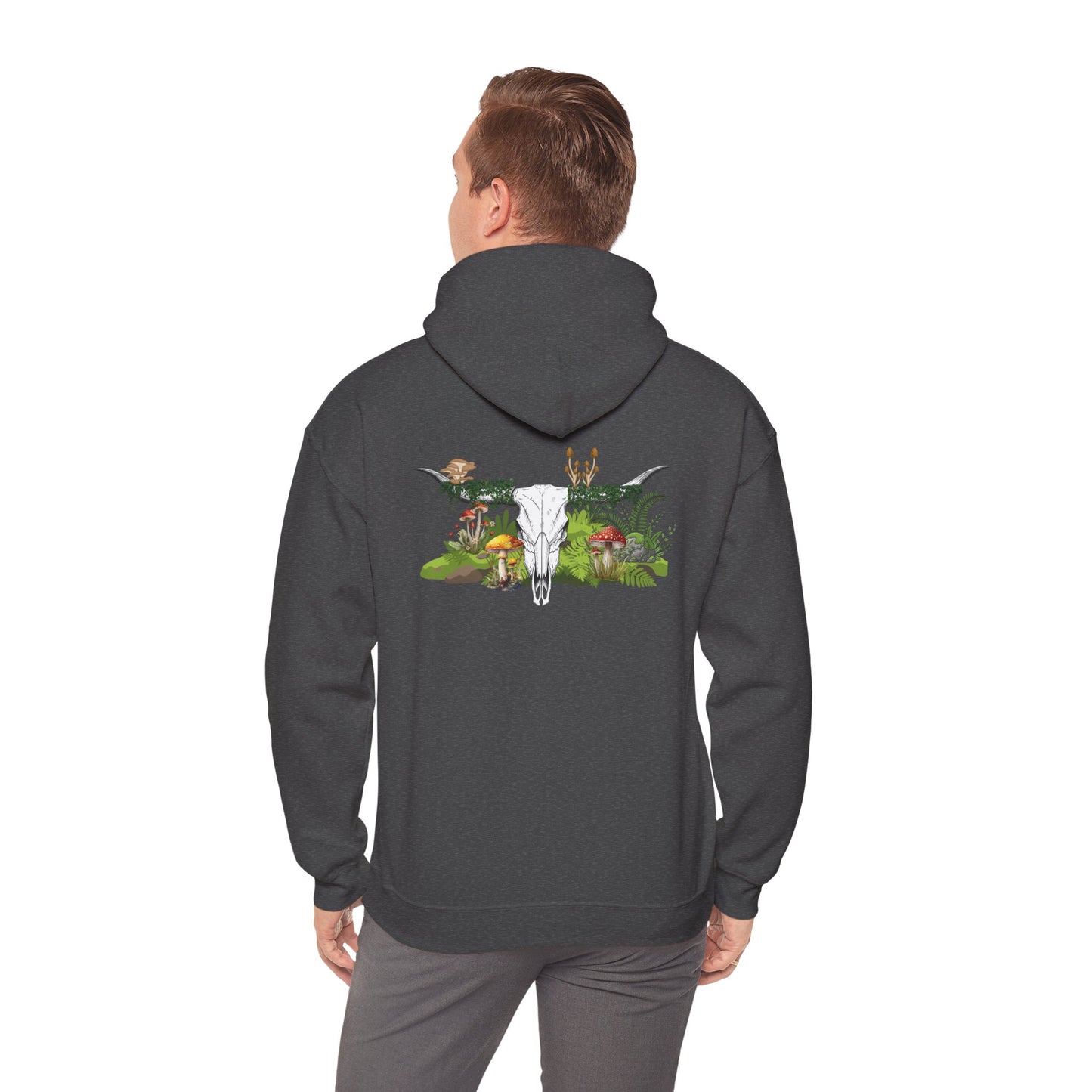 Longhorn Skull With Mushrooms Hooded Sweatshirt