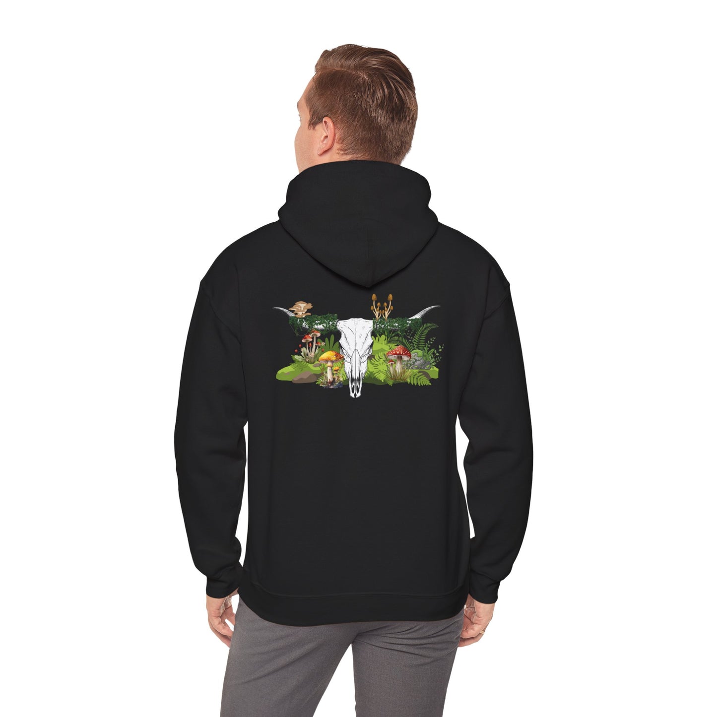 Longhorn Skull With Mushrooms Hooded Sweatshirt