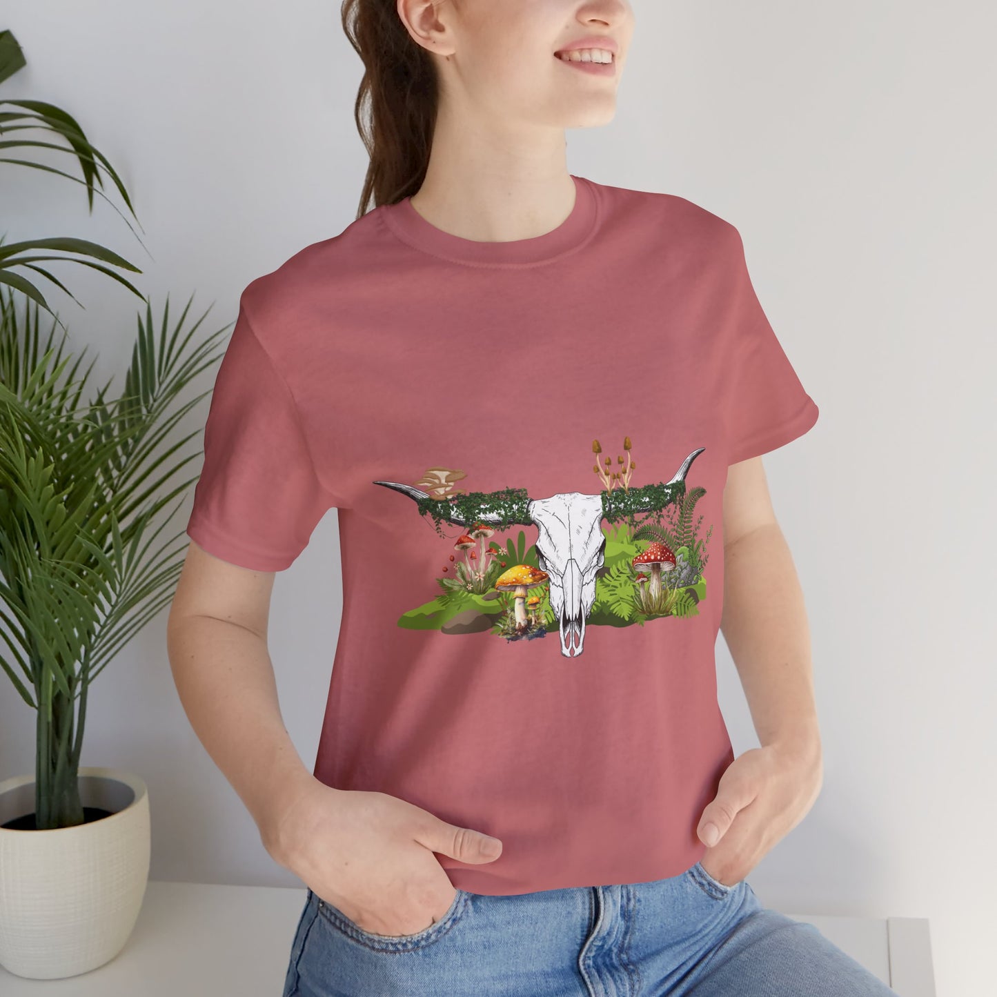 Longhorn Skull Mushroom Western Psychedelic Tee