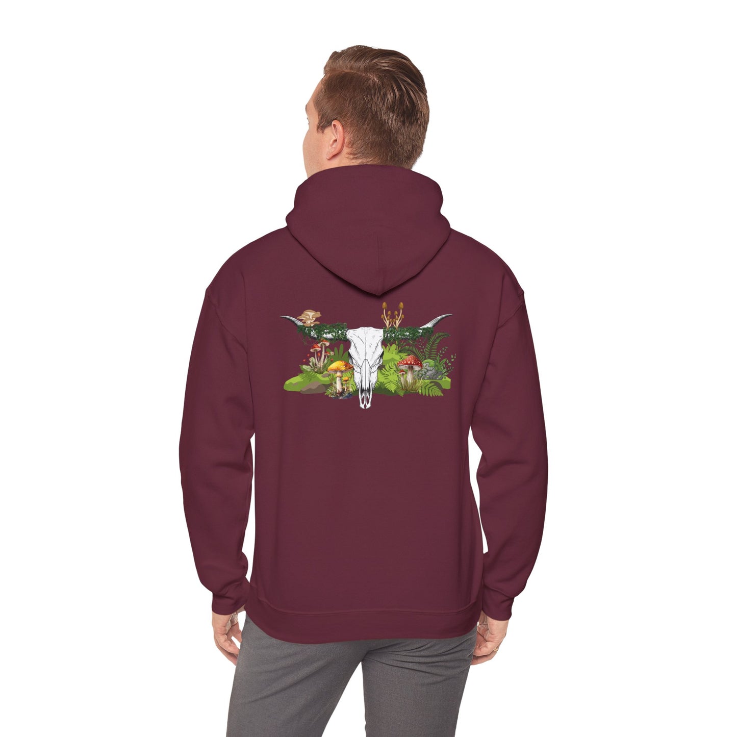 Longhorn Skull With Mushrooms Hooded Sweatshirt