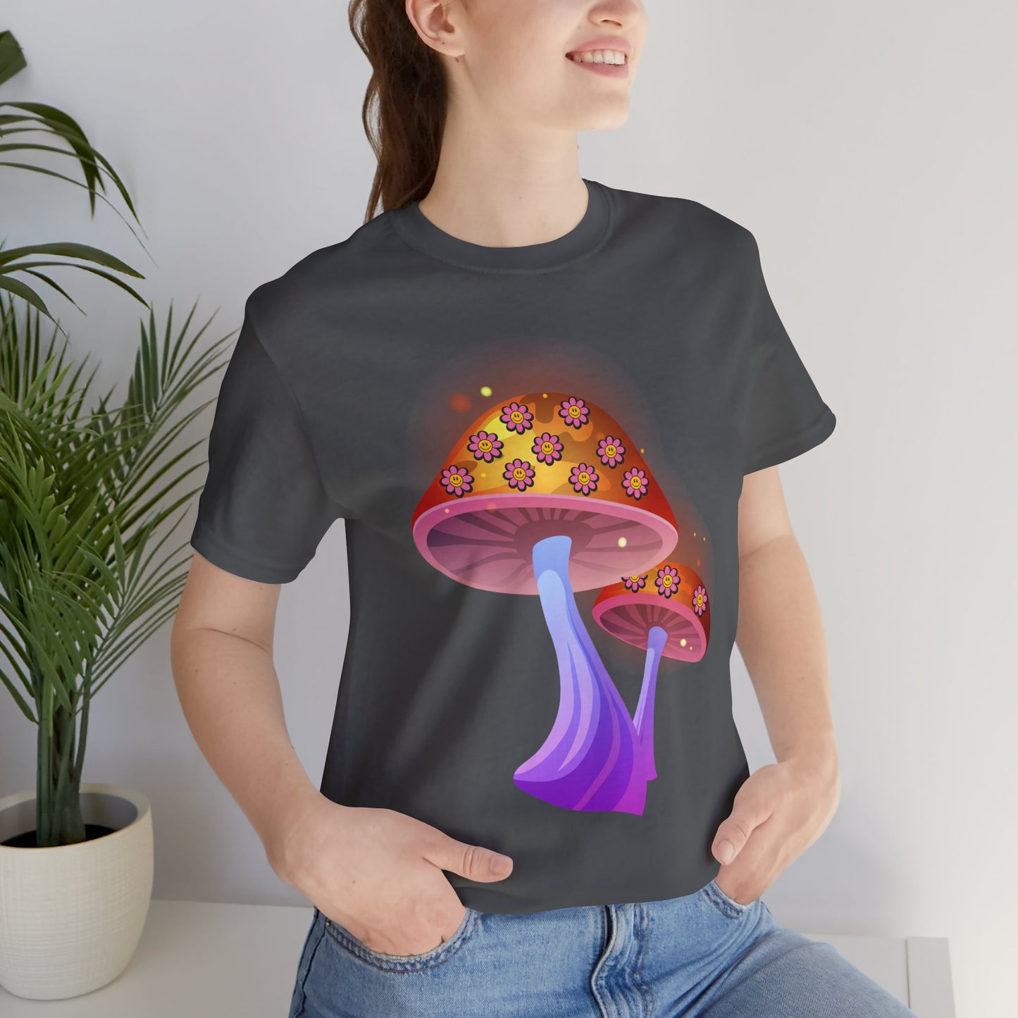 Smiley Mushroom Psychedelic Graphic Tee