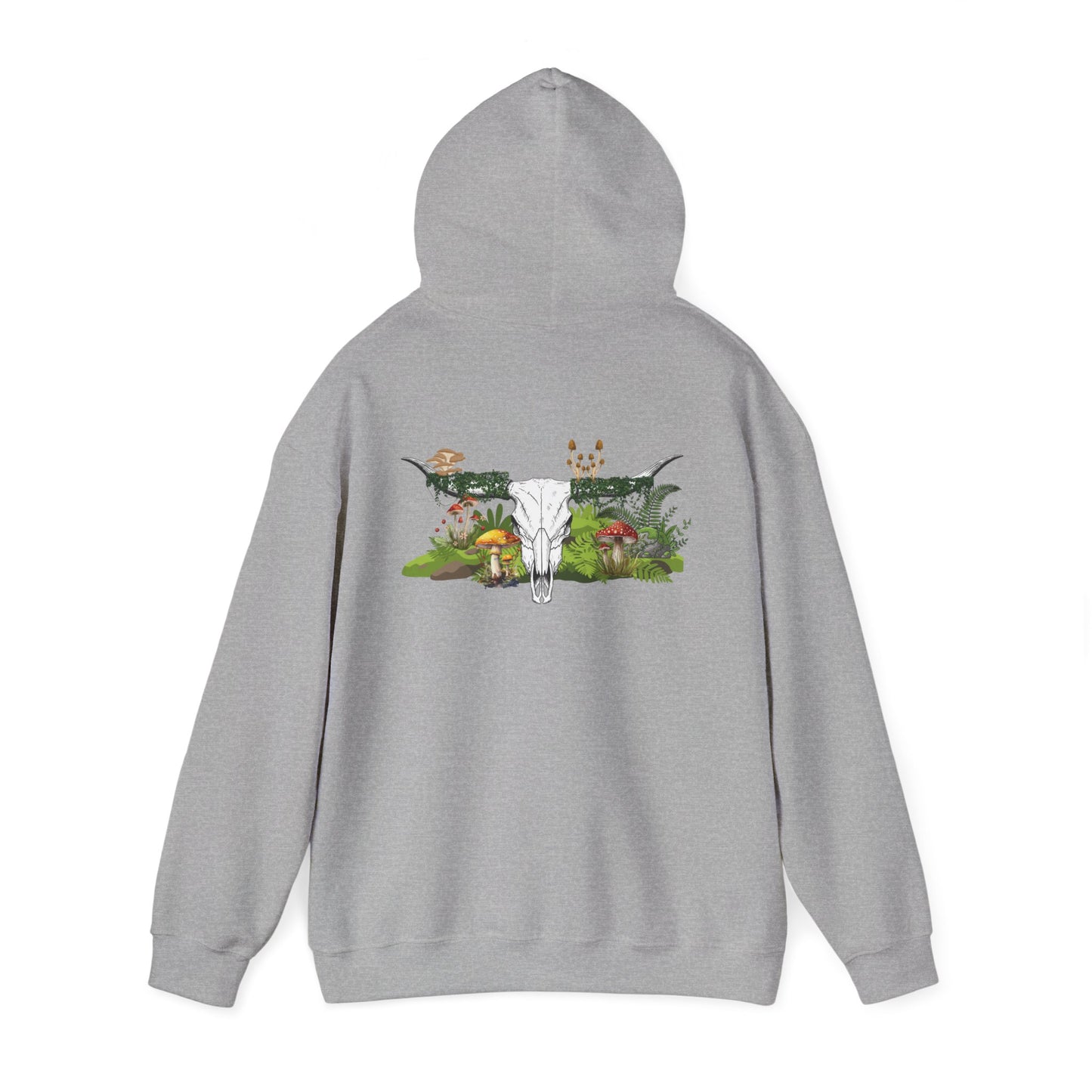 Longhorn Skull With Mushrooms Hooded Sweatshirt
