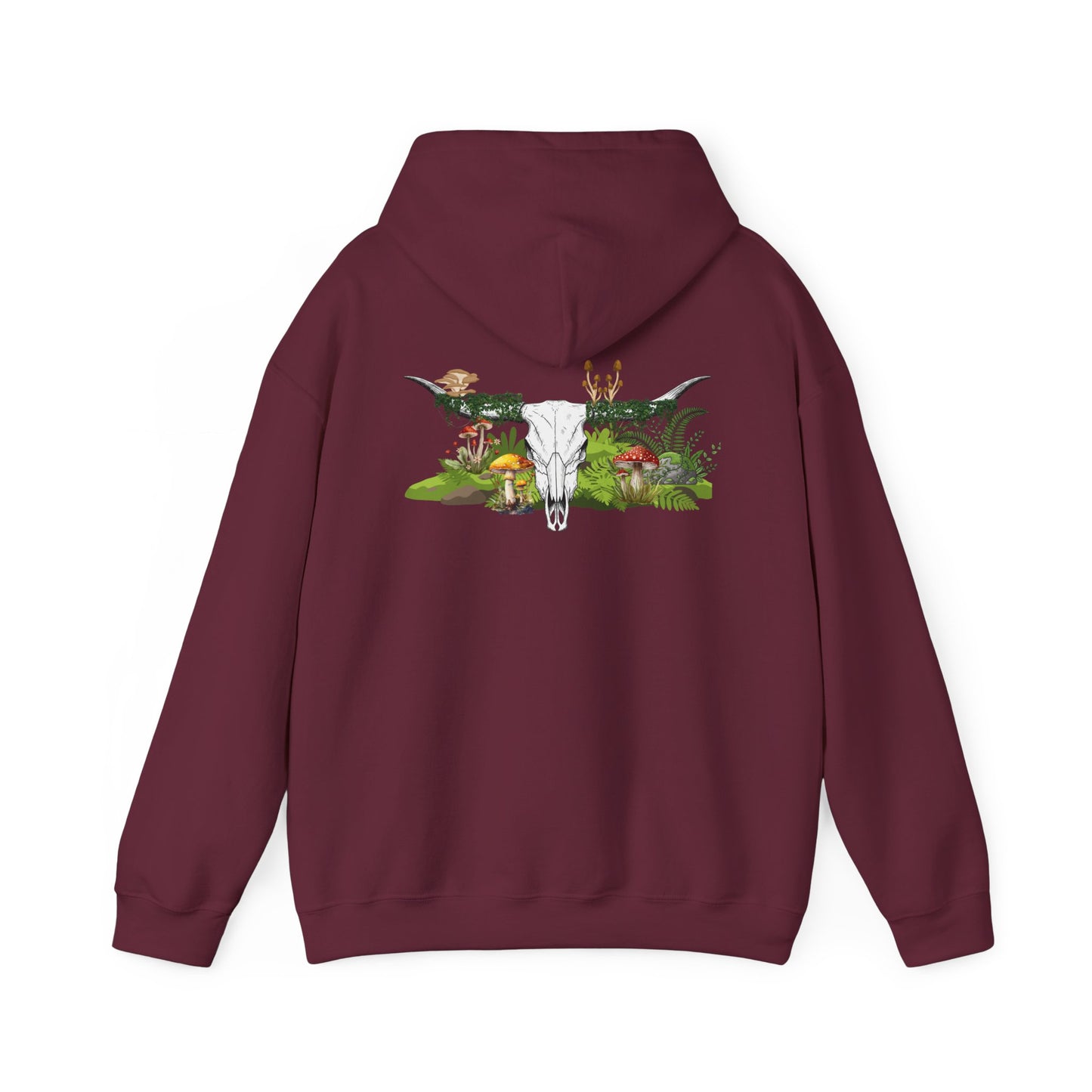 Longhorn Skull With Mushrooms Hooded Sweatshirt