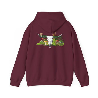 Longhorn Skull With Mushrooms Hooded Sweatshirt