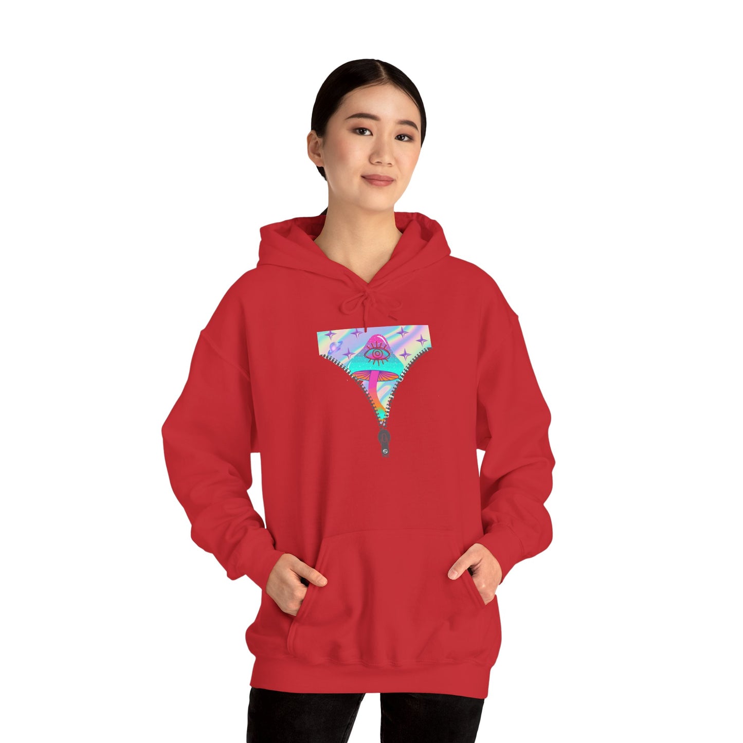 Surreal Zipper Mushroom Psychedelic Hooded Sweatshirt