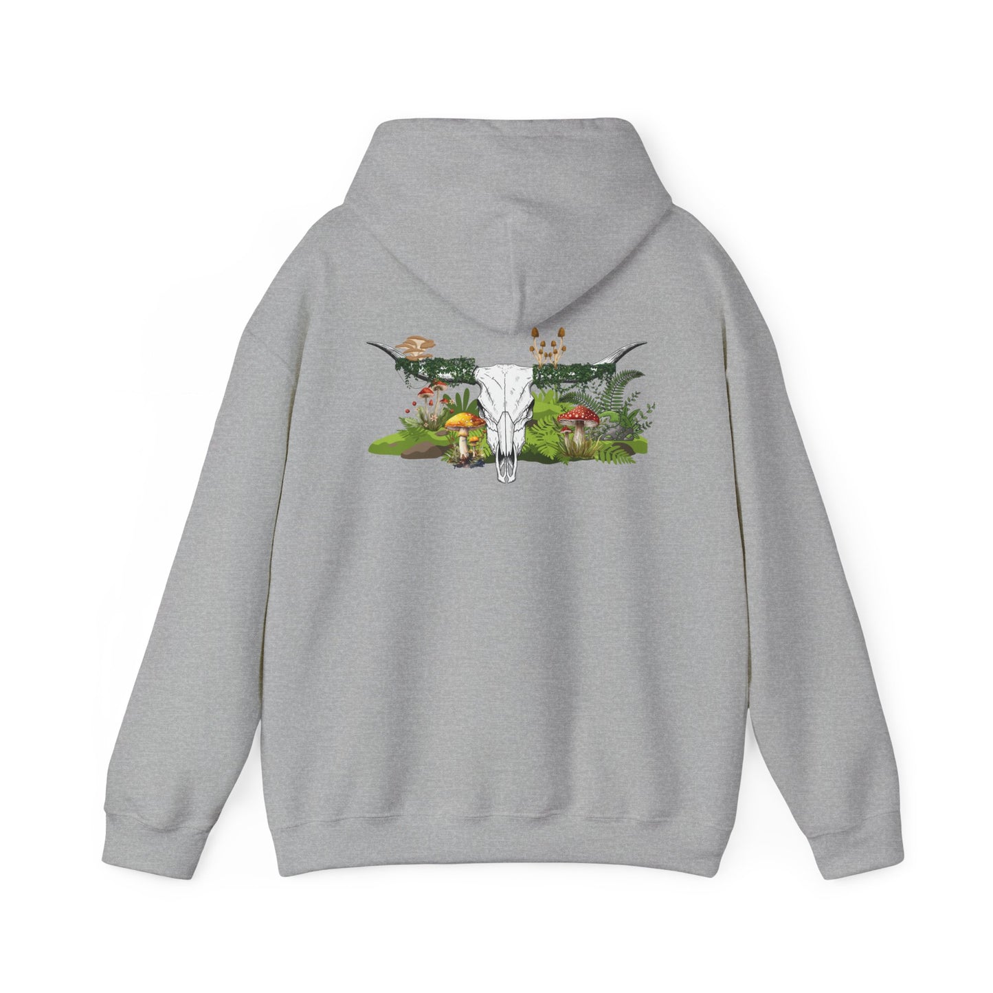 Longhorn Skull With Mushrooms Hooded Sweatshirt