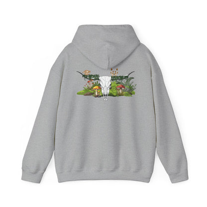Longhorn Skull With Mushrooms Hooded Sweatshirt