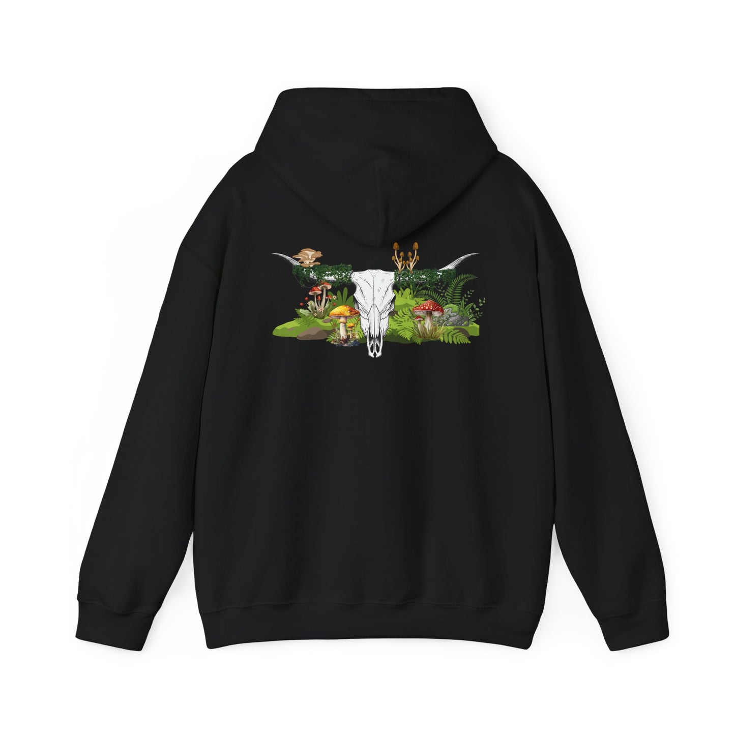 Longhorn Skull With Mushrooms Hooded Sweatshirt