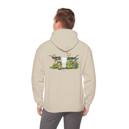 Longhorn Skull With Mushrooms Hooded Sweatshirt
