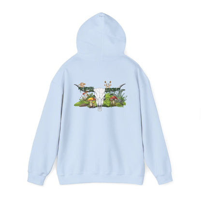 Longhorn Skull With Mushrooms Hooded Sweatshirt