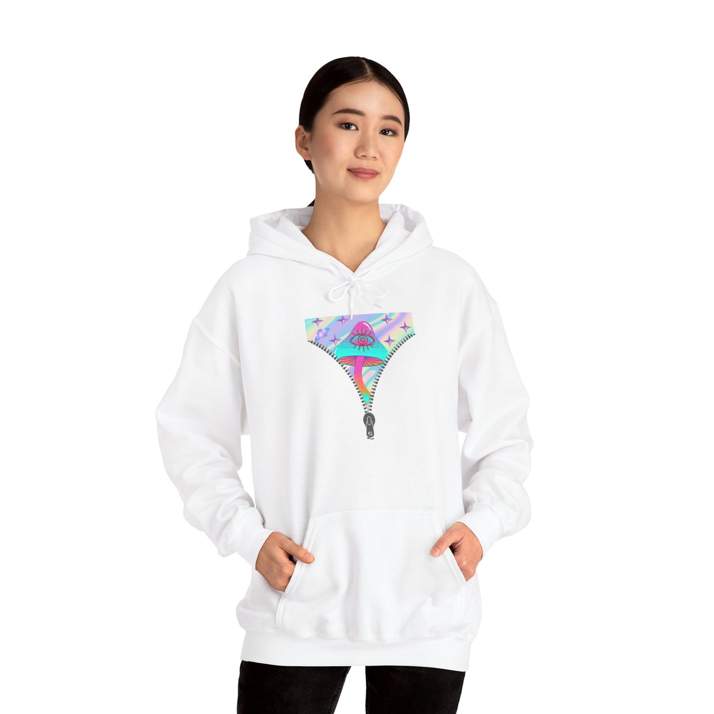 Surreal Zipper Mushroom Psychedelic Hooded Sweatshirt