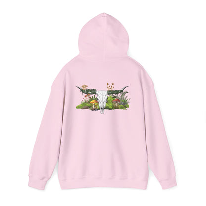 Longhorn Skull With Mushrooms Hooded Sweatshirt