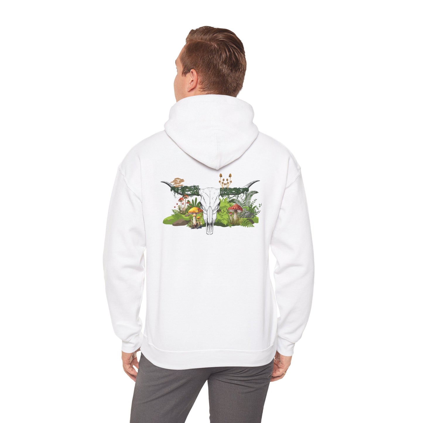 Longhorn Skull With Mushrooms Hooded Sweatshirt