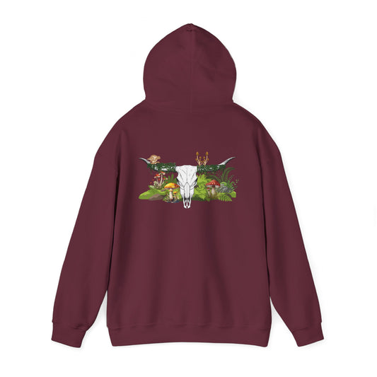 Longhorn Skull With Mushrooms Hooded Sweatshirt