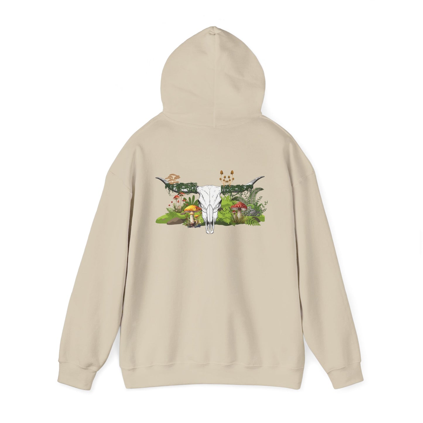 Longhorn Skull With Mushrooms Hooded Sweatshirt