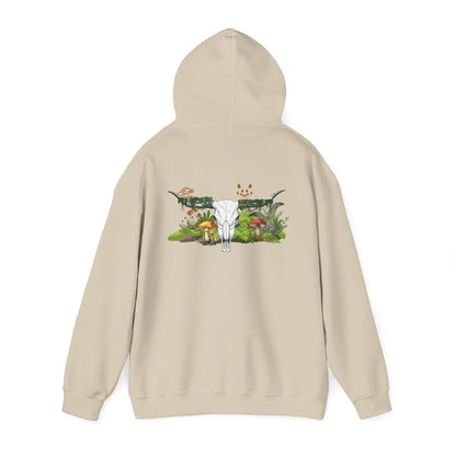 Longhorn Skull With Mushrooms Hooded Sweatshirt