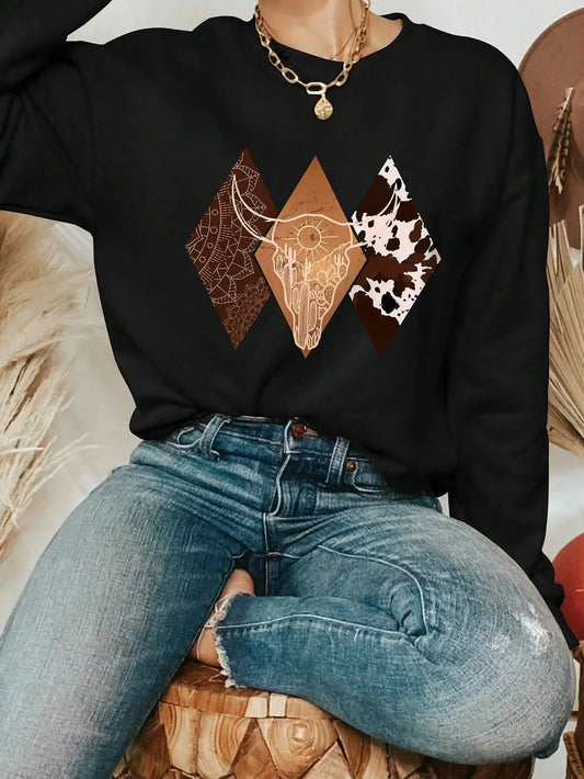 Women Cowboy Pattern Hoodie