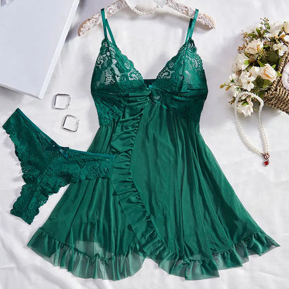 Lace Night Dress And Panty Pajamas Set