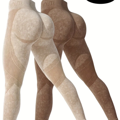 2 Pack Women's High Waisted Sexy Butt Lifting Seamless Leggings