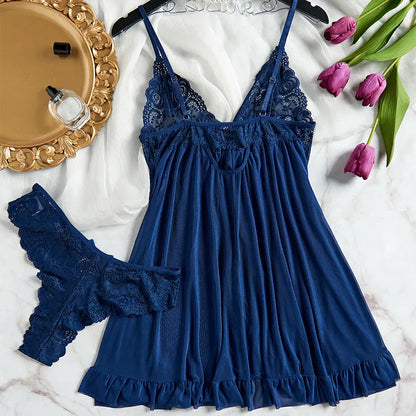 Lace Night Dress And Panty Pajamas Set