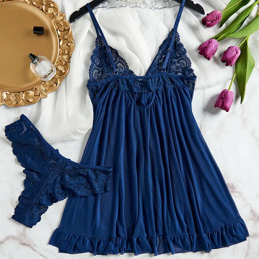 Lace Night Dress And Panty Pajamas Set