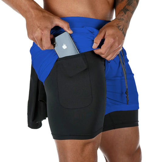 Men's Performance 2 in 1 Compression and Stretchy Sports Shorts