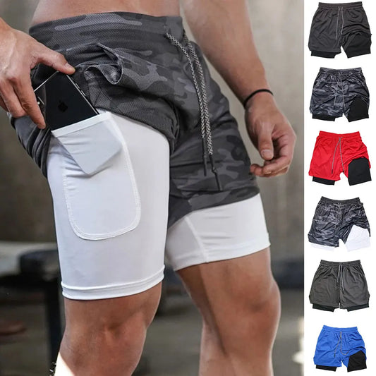Men's Performance 2 in 1 Compression and Stretchy Sports Shorts