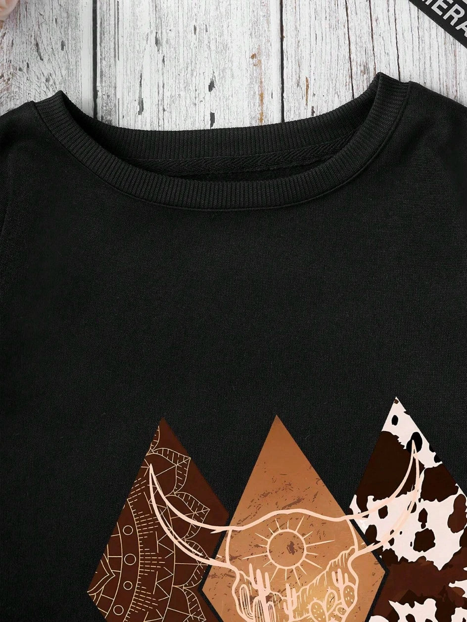 Women Cowboy Pattern Hoodie